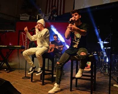 FORT LAUDERDALE FL - FEBRUARY 23: Jack Gilinsky and Jack Johnson of Jack and Jack perform during the Marjory Stoneman Douglas High School benefit concert to support families and the community effected by this tragedy held at Revolution Live on February 23, 2018 in Fort Lauderdale, Florida. Copyright: xmpi04x