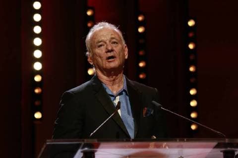 Bill Murray receives the Silver Bear for Best Director for Wes Anderson and then speaks on stage at the Berlinale Palasts Berlinale on 24 02 2018 in Berlin. Bill Murray accepts the Silver Bear for Best Director for Wes Anderson and speaks afterwards on the stage of the closing ceremony of the 68 Berlinale on 24 02 2018 in Berlin in the Berlinale Palast