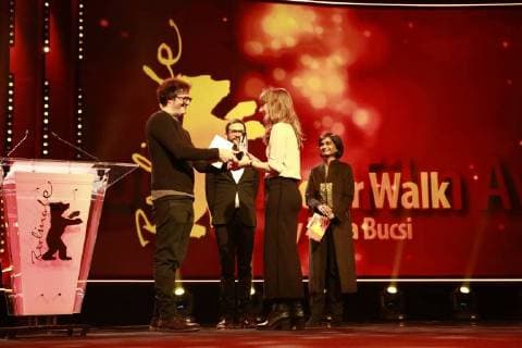 Reka Bucsi receives the Audi Short Film Award for Solar Walk at the 68th Berlinale Awards Ceremony on 24 02 2018 in Berlin at the Berlinale Palast Reka Bucsi receives the Audi Short Film Award for Solar Walk at the 68th Berlinale Baler on 24.02.2018 in Berlin Berlinale Palace