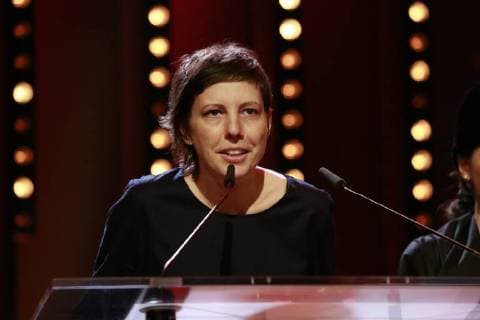 Adina Pintilie Winner of the Golden Bear for the film Touch me not speaks during the closing ceremony of the Berlinale Berlin on 25.02.2018 at the Berlinale Palast Adina Pintilie Winner of the Golden Bear for the film Touch me not speaks during the closing ceremony of the 68 Berlinale on stage at 25 02 2018 in Berlin in the Berlinale Palast