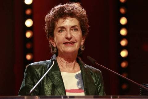 Ruth Beckermann Winner of the Glashütte Original Documentary Award for the film Waldheims Walzer speaks on the stage of the closing ceremony of the 68 Berlinale on 24 02 2018 in Berlin at the Berlinale Palast Ruth Beckermann Winner of the Glashütte Original Documentary Award for the film Waldheims Walzer speaks on the stage of the final event of the 68 Berlinale on 24 02 2018 in Berlin in the Berlinale P