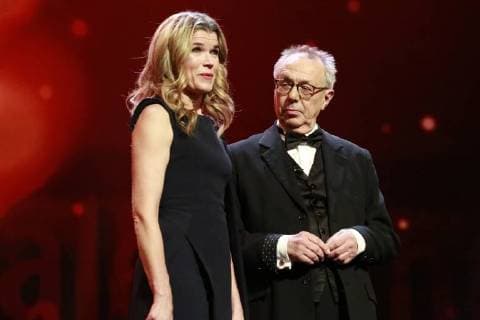Dieter Kosslick Berlinale boss and Anke Engelke Moderation on the stage of the bear ceremony of the 68 Berlinale on 24 02 2018 in Berlin in the Berlinale Palast Dieter Kosslick Berlinale boss and Anke Engelke Moderation on the stage of the bear ceremony of the 68 Berlinale on 24 02 2018 in Berlin in the Berlinale Palast