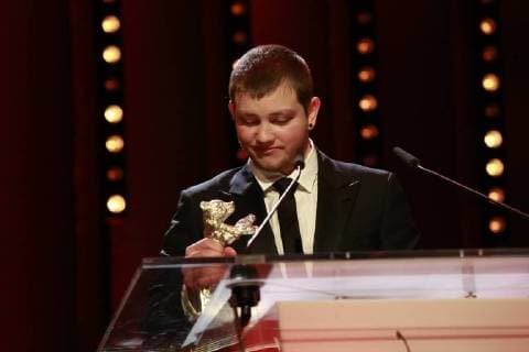 Anthony Bajon Winner of the Silver Bear as best actor for the film La priere speaks after the award on stage at the closing ceremony of the 68 Berlinale on 24 02 2018 in Berlin at the Berlinale Palast Anthony Bajon winner of the Silver Bear as best actor for the film La priere speaks after being awarded on stage for the closing event of the 68 Berlinale on 24 02 2018 in Berlin in the Berlinale Pa