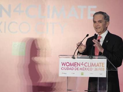 Mexico City s Mayor Miguel Angel Mancera takes part in the inauguration of the second Summit of Women for Climate in Mexico City, Mexico, 26 February 2018. According Mancera stopping climate change requires rising awareness on children and taking advantage of women s leadership. Mexico City s Mayor wants to involve children against climate change !ACHTUNG: NUR REDAKTIONELLE NUTZUNG!  Copyright: xMarioxGuzmanx CMX001 20180226-636552694807794747