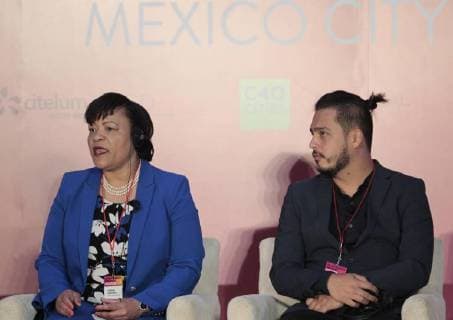 New Orlean s Mayoress-elect Latoya Cantrell (L) and MakeSense s Co-founder Christian Vanizette (R) take part in the inauguration of the second Summit of Women for Climate in Mexico City, Mexico, 26 February 2018. The summit, organized by the Climate Leadership Group C40, gathers 92 mayors from around the world today. Mexico City s Mayor wants to involve children against climate change !ACHTUNG: NUR REDAKTIONELLE NUTZUNG!  Copyright: xMarioxGuzmanx CMX006 20180226-636552767677356747
