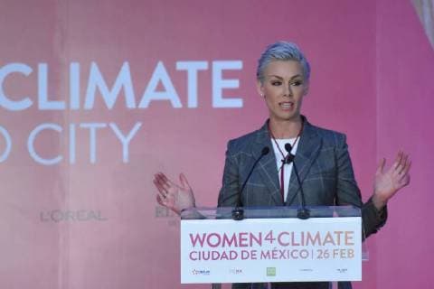 February 26, 2018 - Mexico City, Mexico, Mexico - the founder and president of the EAT Foundation Gunhild Anker Stordalen is seen in his speech during the Annual Women4Climate press conference as part of C40 Cities at Interactive Museum of Economics on February 26, 2018 in Mexico City, Mexico Mexico City Mexico  - ZUMAn230 20180226_zaa_n230_881 Copyright: xCarlosxTischlerx