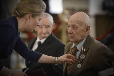 March 1, 2018 - Warsaw, Poland - Veterans are seen ahead of a ceremony at the Presidential Palace for the handing out of state medals by president Andrzej Duda on the National Day of Remembrance of Cursed Soldiers in Warsaw, Poland on March 1, 2018. Warsaw Poland  - ZUMAn230 20180301_zaa_n230_274 Copyright: xJaapxArriensx