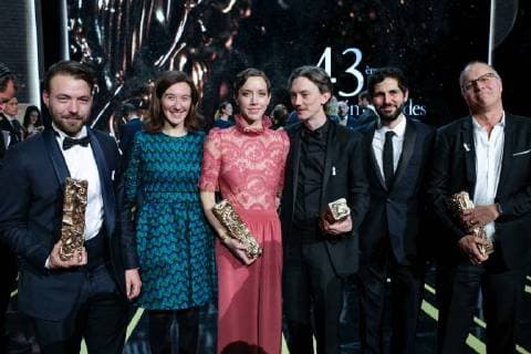 Französischer Filmpreis Cesar - Preisverleihung 43eme ceremonie des CESAR. Salle. 43th movie Cesar awards at Salle Pleyel. Inside ceremony room. 224656 2018-03-02 Salle Pleyel Paris France Giraudeau, Sara; Arlaud, Swann; Charuel, Hubert  Copyright: xArnal-Degunx STAR_224656_060