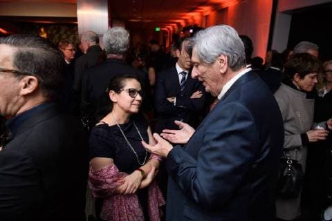 March 2, 2018 - Beverly Hills, California, U.S. - Ildiko Enyedi director of the Oscar nominated foreign film On Body and Soul (Hungary), with Academy President John Bailey at the reception for the Foreign Language Film Award category for the 90th Oscars on Friday. Beverly Hills U.S. - ZUMAz03_ 20180302_shf_z03_209 Copyright: xKatexNoellex