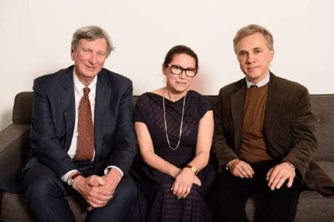March 2, 2018 - Beverly Hills, California, U.S. - Academy President John Bailey, Ildiko Enyedi director of the Oscar nominated foreign film On Body and Soul (Hungary), with presenter Christoph Waltz at the reception for the Foreign Language Film Award category for the 90th Oscars on Friday. Beverly Hills U.S. - ZUMAz03_ 20180302_shf_z03_199 Copyright: xPhilxMcCartenx