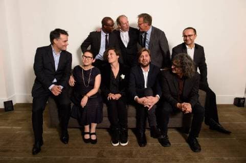March 2, 2018 - Beverly Hills, California, U.S. - Front row: Sebastian Lelio, director of the Oscar nominated foreign film A Fantastic Woman; Ildiko Enyedi director of the Oscar nominated foreign film On Body and Soul (Hungary); presenter Rachel Morrison; Ruben Ostlund, director of the Oscar nominated foreign film The Square (Sweden); Ziad Doueiri, director of the Oscar nominated foreign film The Insult (Lebanon); Back row: Presenter Barry Jenkins, presenter Hans Zimmer, Academy governor Marchk Johnson and Andrey Zvyagintsev, director of the Oscar nominated foreign film Loveless (Russia) at the reception for the Foreign Language Film Award category for the 90th Oscars on Friday. Beverly Hills U.S. - ZUMAz03_ 20180302_shf_z03_206 Copyright: xPhilxMcCartenx