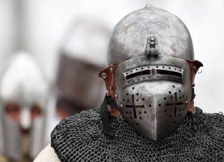 Battle of Samobor and Medieval Fair 04.03.2018., Samobor, Croatia - In the meadow Vugrinscak below the old town of Samobor, was held a reconstruction of a Battle of Samobor which held on March 1, 1441 between the army of Queen Elizabeth I (wife of a dead Albrecht of Habsburg) and the Polish king Wladyslaw III of Poland for the hungarian-croatian throne. Every year about 100 knights and archers dressed in 15th century replicas of armor and chain mail participate in the event.  IgorxKralj PIXSELL