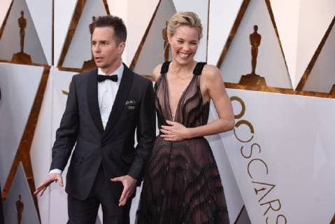 March 4, 2018 - Los Angeles, California, U.S. - SAM ROCKWELL AND LESLIE BIBB arrives on the red carpet for the 90th Annual Academy Awards at the Dolby Theatre. Los Angeles U.S. - ZUMAz03_ 20180304_zbp_z03_023 Copyright: xKevinxSullivanx