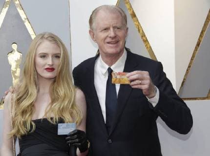 Hayden Carson Begley and Ed Begley Jr. arrive on the red carpet for the 90th annual Academy Awards at the Dolby Theatre in the Hollywood section of Los Angeles on March 4, 2018.  LAP20180304164 JOHNxANGELILLO