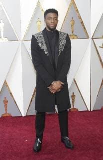 Chadwick Boseman arrives on the red carpet for the 90th annual Academy Awards at the Dolby Theatre in the Hollywood section of Los Angeles on March 4, 2018.  LAP20180304222 JOHNxANGELILLO