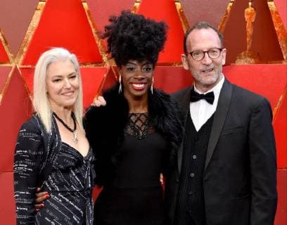 (L-R) Kate Davis, Breaion King and David Heilbroner arrive on the red carpet for the 90th annual Academy Awards at the Dolby Theatre in the Hollywood section of Los Angeles on March 4, 2018.  LAP201803041058 JIMxRUYMEN