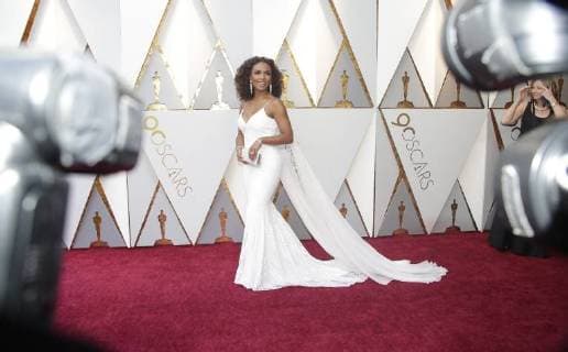Janet Mock arrives on the red carpet for the 90th annual Academy Awards at the Dolby Theatre in the Hollywood section of Los Angeles on March 4, 2018.  LAP20180304190 JOHNxANGELILLO