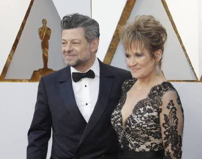 Andy Serkis and Lorraine Ashbourne arrive on the red carpet for the 90th annual Academy Awards at the Dolby Theatre in the Hollywood section of Los Angeles on March 4, 2018.  LAP20180304188 JOHNxANGELILLO