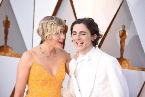 March 4, 2018 - Los Angeles, California, U.S. - GRETA GERWIG and TIMOTHEE CHALAMET arrives on the red carpet for the 90th Annual Academy Awards at the Dolby Theatre. Los Angeles U.S. - ZUMAz03_ 20180304_zbp_z03_193 Copyright: xKevinxSullivanx