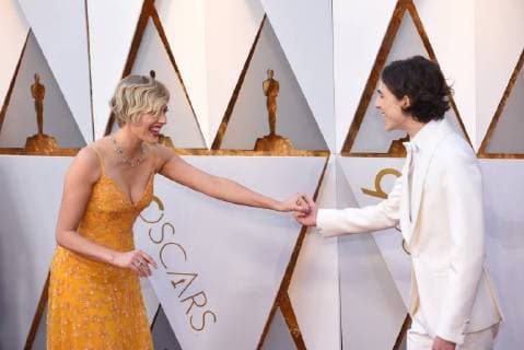 March 4, 2018 - Los Angeles, California, U.S. - GRETA GERWIG and TIMOTHEE CHALAMET arrives on the red carpet for the 90th Annual Academy Awards at the Dolby Theatre. Los Angeles U.S. - ZUMAz03_ 20180304_zbp_z03_192 Copyright: xKevinxSullivanx