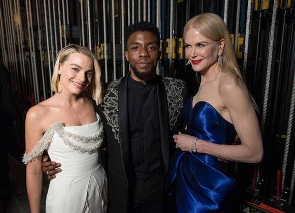 Margot Robbie, Chadwick Boseman and Nicole Kidman pose backstage during the live ABC Telecast of The 90th OscarsÂ® at the DolbyÂ® Theatre in Hollywood, CA on Sunday, March 4, 2018.  Copyright: xMattxPetitx 33546_532PLX