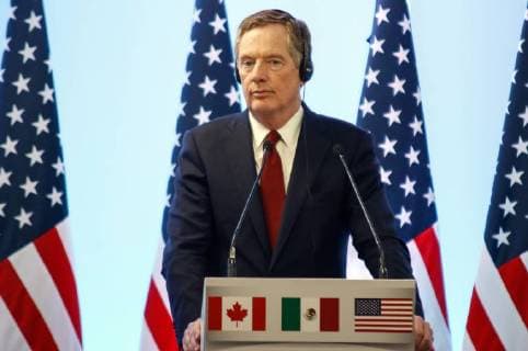 (180306) -- MEXICO CITY, March 6, 2018 -- U.S. Trade Representative Robert Lighthizer speaks during a press conference after the seventh round of talks to modernize the North American Free Trade Agreement (NAFTA), in Mexico City, capital of Mexico, on March 5, 2018. The seventh round of talks to modernize NAFTA ended here Monday on a mixed note with the U.S. calling the progress not good enough but Mexico remaining upbeat. ) (fc) (da) (rtg) (swt) MEXICO-MEXICO CITY-NAFTA FranciscoxCanedo 