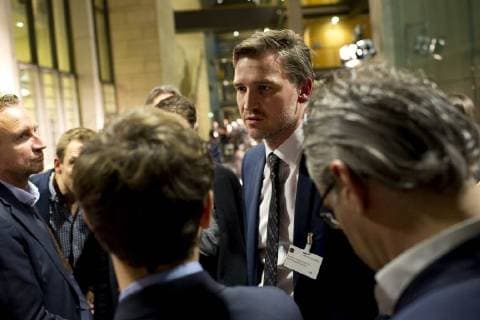 Deutschland, Berlin, Parlamentarische Gesellschaft, Sondierungsgespräche von CDU CSU, FDP und B90 Grüne für eine mögliche Jamaika Koalition, Fabian Leber FDP, 16.11.2017 *** Germany Berlin Parliamentary Society Exploratory talks by CDU CSU FDP and B90 Greens for a possible Jamaica coalition Fabian Leber FDP 16 11 2017