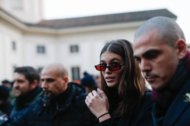 Model Kaia Gerber attending the Alberta Ferretti show during Milan Fashion Week - Feb 21, 2018 - MFW: Fall 2018 Street Style Day 1, Milan Italy  Copyright: xMichaelxIpx h_00488069