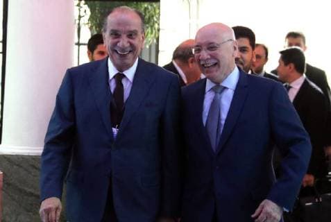 Brazilian Foreign Minister Aloysio Nunes (L) and his Paraguayan counterpart Eladio Loizaga (R) talk before a meeting at the headquarters of the Ministry of Foreign Affairs of Paraguay in Asuncion, Paraguay, 09 March 2018. The four foreign ministers of Mercosur (Argentina, Brazil, Paraguay and Uruguay) will formalize today in Asuncion the beginning of negotiations for a free trade agreement with Canada, a country represented at the summit by its Minister of International Trade, François-Philippe Champagne. Ministers of Foreign Affairs of Mercosur meet in Asuncion for negotiations with Canada !ACHTUNG: NUR REDAKTIONELLE NUTZUNG!  Copyright: xAndresxCristaldox ASU02 20180309-636562094936902287