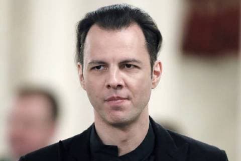 MOSCOW, RUSSIA â€“ MARCH 11, 2018: Greek-Russian conductor Teodor Currentzis ahead of a ceremony to present BraVo international professional music awards at the Bolshoi Theatre. Artyom Geodakyan TASS  TS0773F8