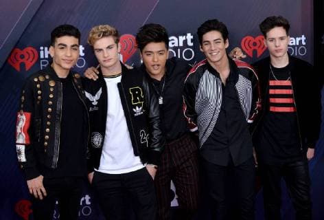 Singers Brady Tutton, Chance Perez, Drew Ramos, Sergio Calderon, and Michael Conor of In Real Life arrive for the iHeartRadio Music Awards at The Forum in Inglewood, California on March 11, 2018. Turner s TBS, TNT, and truTV channels broadcasted the ceremony live from The Forum.  LAP20180311028 JIMxRUYMEN