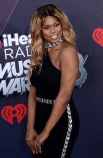Actress Laverne Cox arrives for the iHeartRadio Music Awards at The Forum in Inglewood, California on March 11, 2018. Turner s TBS, TNT, and truTV channels broadcasted the ceremony live from The Forum.  LAP20180311160 JIMxRUYMEN