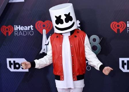 Marshmello arrives for the iHeartRadio Music Awards at The Forum in Inglewood, California on March 11, 2018. Turner s TBS, TNT, and truTV channels broadcasted the ceremony live from The Forum.  LAP20180311171 JIMxRUYMEN