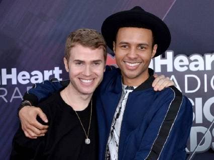 Shane Crone and Rayvon Owen (R) arrive for the iHeartRadio Music Awards at The Forum in Inglewood, California on March 11, 2018. Turner s TBS, TNT, and truTV channels broadcasted the ceremony live from The Forum.  LAP20180311203 JIMxRUYMEN