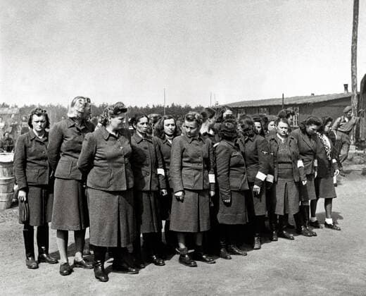 The overseers at the Bergen Belsen concentration camp were captured by the British 60,000 civilian prisoners many with typhus and dysentery were found in the camp Thousands were dead Bergen Belsen Germany Date 17 April 1945