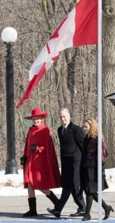 King Philippe - Filip of Belgium, Queen Mathilde of Belgium and Canada Governor General Julie Payette pictured during a ceremonial tree planting on the Rideau Hall Grounds on the first day of a state visit of the Belgian Royals to Canada in Ottawa, Canada, Monday 12 March 2018.  BENOITxDOPPAGNE 05311788