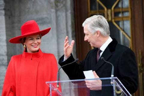 Queen Mathilde of Belgium and King Philippe - Filip of Belgium pictured during the official welcoming at Rideau Hall on the first day of a state visit of the Belgian Royals to Canada in Ottawa, Canada, Monday 12 March 2018.  BENOITxDOPPAGNEx xPOOLxFREDERICxSIERAKOWSKI 05311850