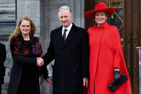 Canada Governor General Julie Payette, King Philippe - Filip of Belgium and Queen Mathilde of Belgium pictured during the official welcoming at Rideau Hall on the first day of a state visit of the Belgian Royals to Canada in Ottawa, Canada, Monday 12 March 2018.  BENOITxDOPPAGNEx xPOOLxFREDERICxSIERAKOWSKI 05311866