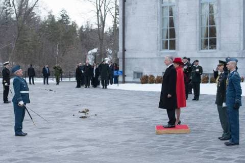 King Philippe - Filip of Belgium and Queen Mathilde of Belgium pictured during the official welcoming at Rideau Hall on the first day of a state visit of the Belgian Royals to Canada in Ottawa, Canada, Monday 12 March 2018.  BENOITxDOPPAGNEx xPOOLxCHRISTOPHExLICOPPE 05311913