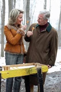 Queen Mathilde of Belgium and King Philippe - Filip of Belgium pictured during a visit to a sugar shack on the first day of a state visit of the Belgian Royals to Canada in Ottawa, Canada, Monday 12 March 2018.  BENOITxDOPPAGNE 05311929