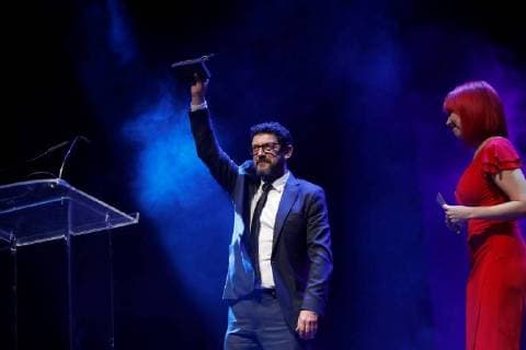 Spanish actor Manolo Solo receives a Best Theater Secondary Actor award during the 27th Actors and Actresses Union Awards at the Circo Price Theater in Madrid, Spain, 12 March 2018. 27th Actors and Actresses Union awards !ACHTUNG: NUR REDAKTIONELLE NUTZUNG!  Copyright: xJuanJoxMartinx MAD056 20180312-636564949228597954