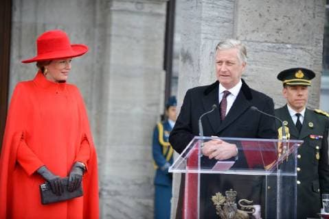 King Philippe and Queen Mathilde on the state visit in Canada. Official welcoming ceremony at Rideau Hall by her excellency the Right Honourable Julie Payette, Governor of Canada with military honours in front of Rideau Hall 12 march, Ottawa, Canada F. Andrieu Agencepeps Reporters Roi Philippe et la Reine Mathilde durant la visite d Etat au Canada. Ceremonie officielle de bienvenu au Rideau Hall accueilli par la Gouverneur Generale du Canada Julie Payette 12 mars, Ottawa, Canada F. Andrieu Agencepeps Reporters Reporters Andrieu 