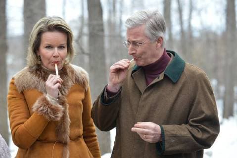 King Philippe and Queen Mathilde on the state visit in Canada. Visit of the sugar shack (cabane Ã sucre) of Parc Richelieu 12 march 2018, Ottawa, Canada F. Andrieu Agencepeps Reporters Roi Philippe et la Reine Mathilde durant la visite d Etat au Canada. Visite de la Cabane Ã Sucre au dÃ 