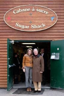 King Philippe and Queen Mathilde on the state visit in Canada. Visit of the sugar shack (cabane Ã sucre) of Parc Richelieu 12 march 2018, Ottawa, Canada F. Andrieu Agencepeps Reporters Roi Philippe et la Reine Mathilde durant la visite d Etat au Canada. Visite de la Cabane Ã Sucre au dÃ  F.ANDRIEU