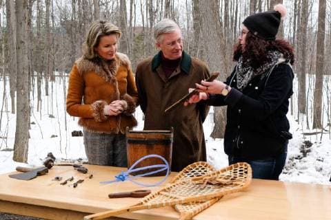 King Philippe and Queen Mathilde on the state visit in Canada. Visit of the sugar shack (cabane Ã sucre) of Parc Richelieu 12 march 2018, Ottawa, Canada F. Andrieu Agencepeps Reporters Roi Philippe et la Reine Mathilde durant la visite d Etat au Canada. Visite de la Cabane Ã Sucre au dÃ  F.ANDRIEU