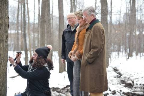 King Philippe and Queen Mathilde on the state visit in Canada. Visit of the sugar shack (cabane Ã sucre) of Parc Richelieu 12 march 2018, Ottawa, Canada F. Andrieu Agencepeps Reporters Roi Philippe et la Reine Mathilde durant la visite d Etat au Canada. Visite de la Cabane Ã Sucre au dÃ 