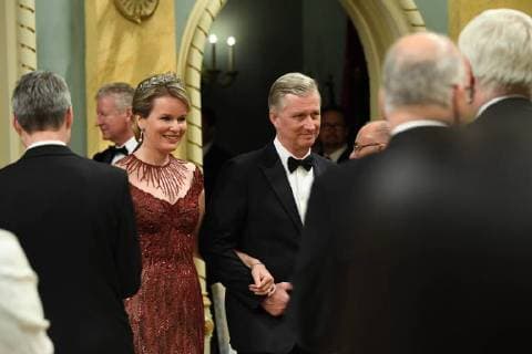 King Philippe and Queen Mathilde on the state visit in Canada. State Dinner offered by her Excellency the right Honourable Julie Payette, Gouvernor General of Canada 12 march 2018, Ottawa, Canada F. Andrieu F. Sierakowski POOL Agencepeps Reporters Roi Philippe et la Reine Mathilde durant la visite d Etat au Canada. Diner d etat offert par la gouverneur générale Julie Payette 12 mars 2018, Ottawa, Canada F. Andrieu F. Sierakowski POOL Agencepeps Reporters Reporters Andrieu 
