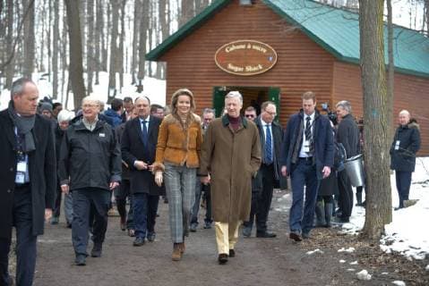 King Philippe and Queen Mathilde on the state visit in Canada. Visit of the sugar shack (cabane Ã sucre) of Parc Richelieu 12 march 2018, Ottawa, Canada F. Andrieu Agencepeps Reporters Roi Philippe et la Reine Mathilde durant la visite d Etat au Canada. Visite de la Cabane Ã Sucre au dÃ 