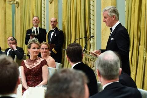 King Philippe and Queen Mathilde on the state visit in Canada. State Dinner offered by her Excellency the right Honourable Julie Payette, Gouvernor General of Canada 12 march 2018, Ottawa, Canada F. Andrieu F. Sierakowski POOL Agencepeps Reporters Roi Philippe et la Reine Mathilde durant la visite d Etat au Canada. Diner d etat offert par la gouverneur gÃ 