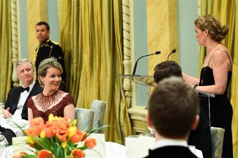King Philippe and Queen Mathilde on the state visit in Canada. State Dinner offered by her Excellency the right Honourable Julie Payette, Gouvernor General of Canada 12 march 2018, Ottawa, Canada F. Andrieu F. Sierakowski POOL Agencepeps Reporters Roi Philippe et la Reine Mathilde durant la visite d Etat au Canada. Diner d etat offert par la gouverneur gÃ 